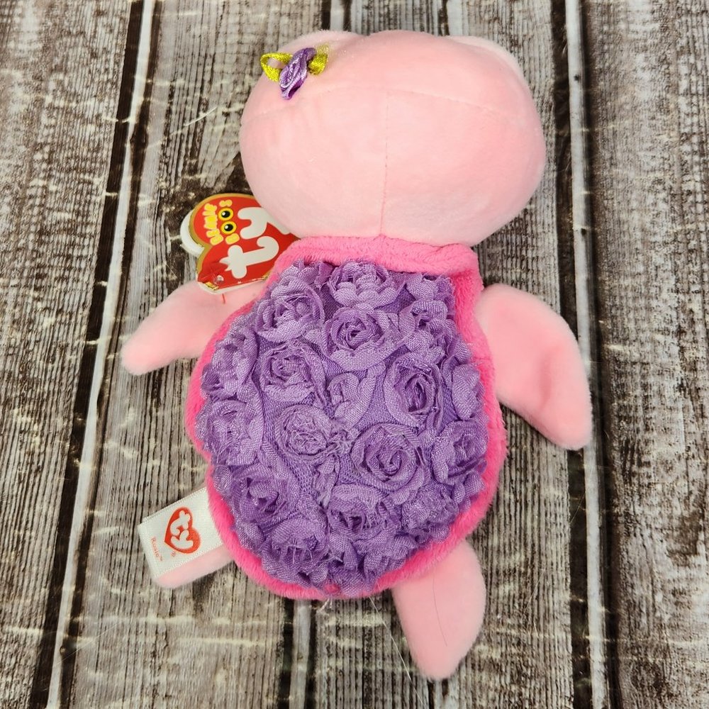 TY Beanie Boo  "Rosie" The Purple Rose Turtle Plush 6" Pink Purple Retired NWT - Picture 4 of 7